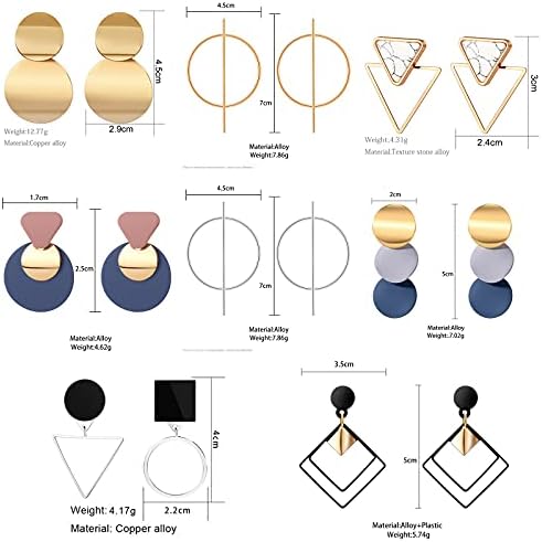 CHANBO 8 Pairs kadın Bildirimi Küpe Kore Akrilik Damla Küpe Kadınlar İçin Geometrik Yuvarlak Altın Küpe kadın mücevheratı