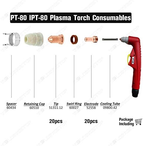 Plazma IPT - 80 Sarf Malzemeleri içindir PowerPlasma 80S Kesici Elektrot Ucu 1.2 mm 0.047 40 adet