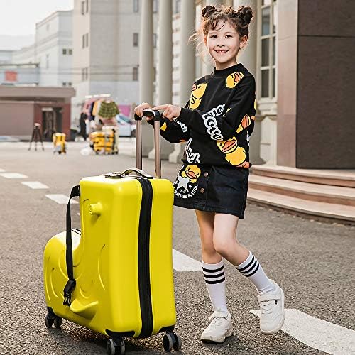 N-A AO WEİ LA OW Çocuklar ride-on Bavul carry-on Tollder Bagaj Tekerlekli Bavul 6-12 yaş arası Çocuklar için (Sarı, 24 İnç)
