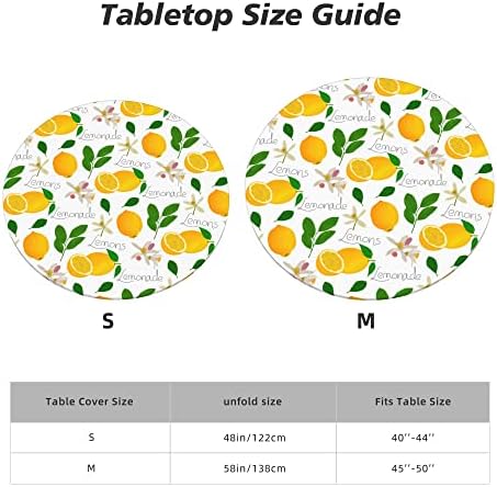UTtitr Limon Masa Örtüsü Elastik Kenarlı Masa Örtüsü 40 -44 Yuvarlak Yemek Masalarına Uyar Leke Tutmaz Dekoratif Kapaklar Yıkanabilir