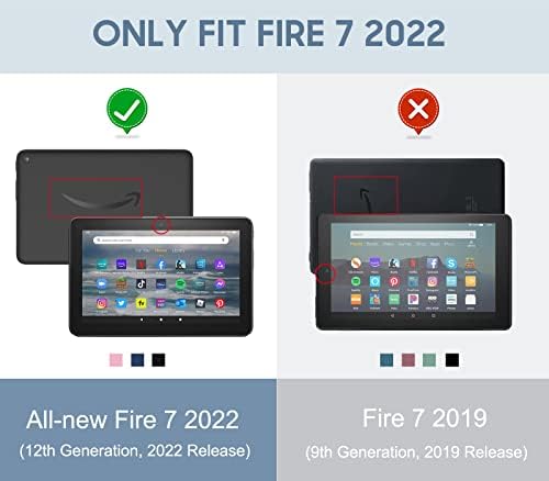 MoKo Kılıfı All-New Kindle Fire 7 Tablete Uyar (2022 Sürümü-12. Nesil) En Son Model 7, Otomatik Uyandırma/Uyku Özellikli Yarı Saydam
