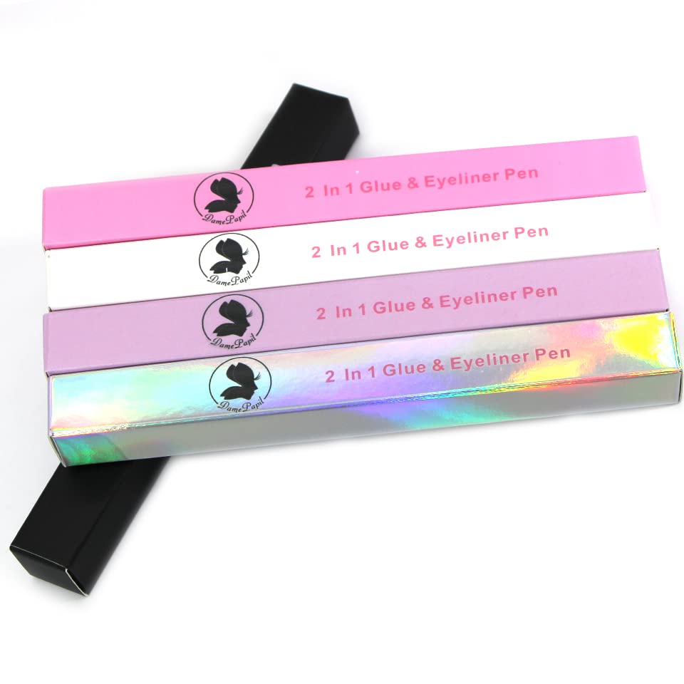 Etiket Boş Kağıt ambalaj kutusu Sıvı Eyeliner Makyaj Siyah Su Geçirmez Kirpik Tutkal Beyaz / Pembe, E11, 50 Adet