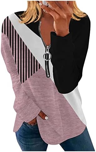 NOKMOPO Bayan Elbise Gömlek Moda Casual Ekip Boyun Düzensiz Çizgili Geometrik Baskı uzun kollu tişört Üst