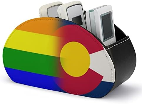 LGBT Gurur Colorado Eyalet Bayrağı Uzaktan Kumanda Tutucular PU Deri Caddy Depolama Organizatör Kutusu 5 Bölmeli Ev Ofis Malzemeleri