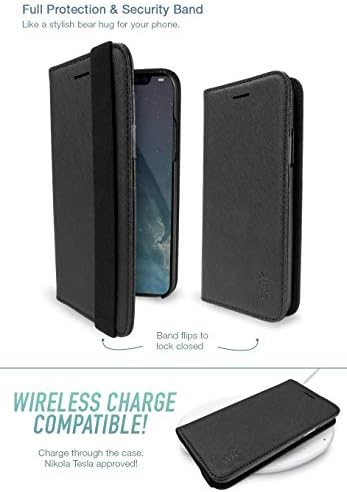 Smartish iPhone X / XS Cüzdan Kılıfı-Eşyaların Koruyucusu-Folio Cüzdan Suni Deri Portföy Ayaklı Kredi Kartı Kapağı (İpek) - Siyah Kravat