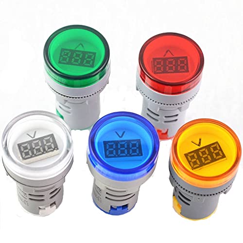 MAMZ LED voltmetre sinyal ışıkları dijital ekran Ölçer Volt Gerilim Metre gösterge lambası Test ölçüm aralığı AC 20-500 V (Renk: Yeşil)