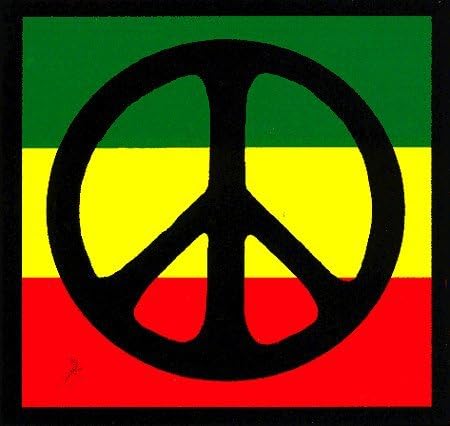 Barış İşareti / Sembolü - Rasta Üzerinde Siyah-Reggae Renkleri-Barış Manyetik Tampon çıkartması / Çıkartma Mıknatısı (4 X 4)