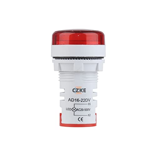 FACDEM 2 Adet AD16-22DV Mini Dijital Gösterge Voltmetre 22mm AC 12-500V tester ölçer Monitör Güç LED 5 Renk Yuvarlak 30x30mm (Renk: