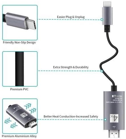 JBL Charge 4 ile Uyumlu BoxWave Kablosu (BoxWave Kablosu) - SmartDisplay Kablosu - USB Tip-C'den hdmı'ya (6 ft), JBL Charge 4 için