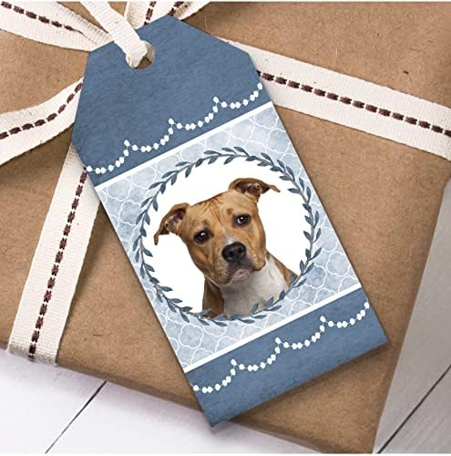 Amerikan Staffordshire Terrier Köpek Mavi Doğum Günü Hediyesi Favor Hediye Etiketleri