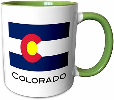 3dRose Colorado Eyalet Bayrağı Seramik Kupa, 11 oz, Beyaz