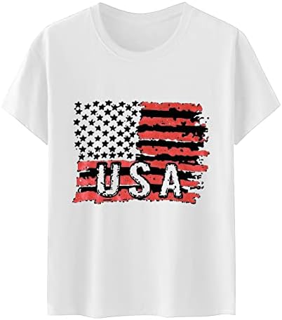 Vatansever Gömlek Kadınlar için Amerikan Bayrağı Gömlek Yaz Casual Tops Kısa Kollu Tee Gömlek Vatansever Rahat Gevşek Tees Tops