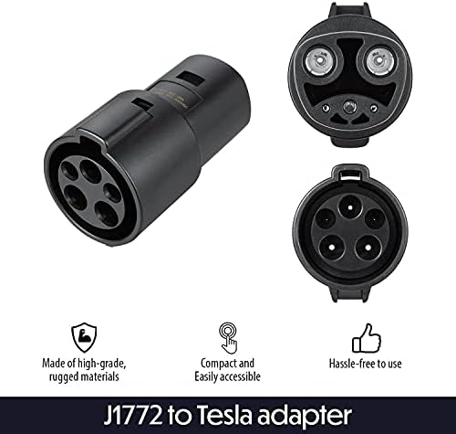 Lectron Paketi V Kutusu 48A Seviye 2 Tesla Şarj Cihazı ve J1772 Tesla şarj adaptörü 60 Amp / 250V AC ile Uyumlu SAE J1772 Şarj Cihazı