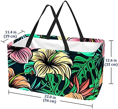 LORVIES Yeniden Bakkal Torbaları Kutuları Depolama Sepeti, Ebegümeci Çiçekleri Katlanabilir yardımcı bez çantalar Uzun Saplı