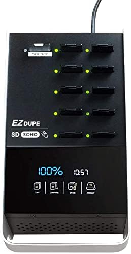 EZ DUPE SOHO Touch 1 ila 10 SD Çoğaltıcı - Güvenli Dijital Kart ve microSD TF Medya Belleği Fotokopi Makinesi (Adaptörlü) Dokunmatik