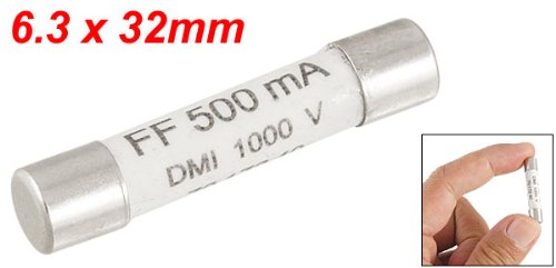 uxcell 1000V 500mA Multimetre için 6,3 x 32 mm Beyaz Seramik Sigorta