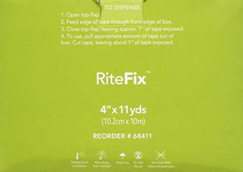 RiteFix Dokumasız Pansuman Tutma Bandı-4 x 11 yds - Kolay Serbest Bırakılabilen, Rahat Uygulama için S-Eğrisi Astarlı, Nem ve Hava