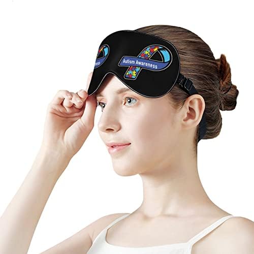 Otizm Farkındalık Şerit Uyku Maskesi Hafif Körü Körüne Maskesi Göz Maskesi Kapak Erkekler Kadınlar için Ayarlanabilir Kayış ile