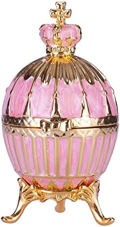 danila-hediyelik eşya Faberge tarzı Yumurta / Biblo Mücevher Kutusu imparator Tacı ile 2.6 (6.5 cm) pembe