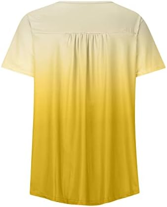 Wenını Tunik Bluzlar Kadınlar için-Bayan Gömlek Kısa Kollu V Boyun T Gömlek Degrade Düğme Bluz Kadınlar için Tees