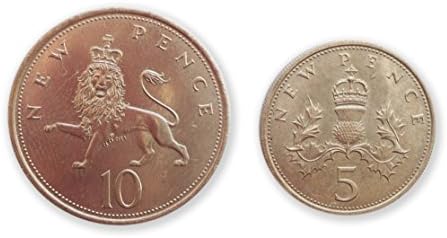 Stampbank GB Kraliçe Elizabeth II Nadir 1968 Büyük Dolaşımsız On ve Beş Peni İngiliz Sikke Seti / 10 p ve 5 p Paraları
