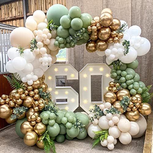 Adaçayı Yeşil Ve Beyaz Balon Garland Kiti bebek duş dekorasyonu Kemer Doğum Günü Partisi 139 adet