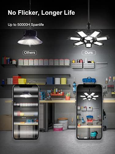 SEOBIOG 2-Pack LED garaj ışık ampüller, Ultra parlak 250 W 25000LM garaj ışıkları tavan LED, 6500 K günışığı dükkanı ışık w/ 7 paneller,