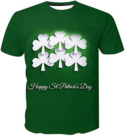 WOCACHİ Aziz patrick Günü erkek tişört Toprak Kısa Kollu Yeşil Grafik Tee Üstleri Komik Cüceler Baskı Kas Fit Tshirt