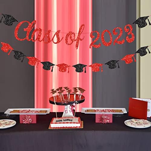 2023 Sınıfı Afiş-Kırmızı ve Siyah 2023 Mezuniyet Süsleri, Bekarlığa Veda Şapkası Çelenk, Lise Üniversitesi Mezuniyet Temalı Parti Malzemeleri