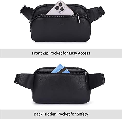 HKCLUF bel çantası Kadınlar için Vegan Deri Mini Her Yerde bel çantası Ayarlanabilir Kayış İle Kadın Erkek Üçlü Zip Çapraz Vücut fanny