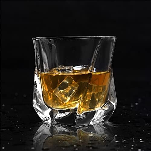 THYKL Viski bardak takımı 4 Bükülmüş Cam Bardak Bardak 7 Oz / 210 Ml Scotch Bourbon Viski, Hediye Kutusunda