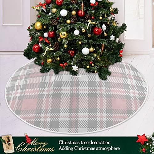Oarencol Ekose Pembe Gri Beyaz Buffalo Kontrol Noel Ağacı Etek 36 inç Noel Tatil Parti Ağacı Mat Süslemeleri