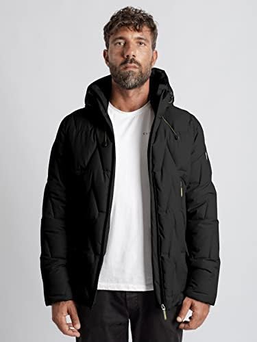 Erkekler için NINQ Ceketler - Erkekler fermuarlı Kapüşonlu Balon Ceket (Renk: Siyah, Boyut: Büyük)