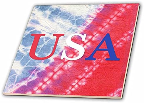3dRose USA, vatansever bir batik zemin üzerine kırmızı, beyaz ve mavi ile yazılmıştır. - Fayans (ct_349255_1)