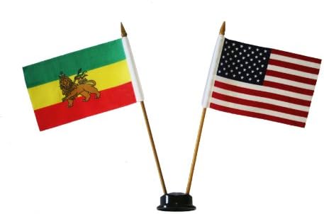 ABD ve İRAN FARSÇA ASLAN ESKİ Küçük 4X6 İnç Mini Çift Ülke Sopa Bayrak Afiş SİYAH STANDI ile 10 İnç Plastik Direk Yeni