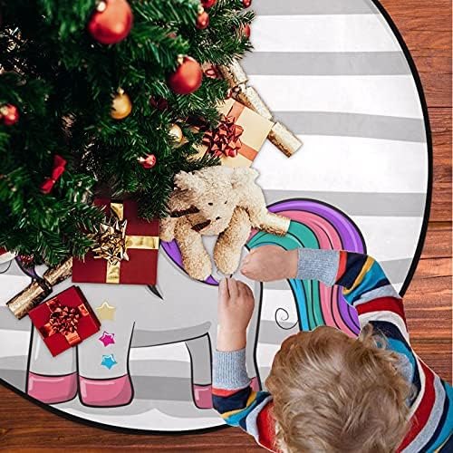 visesunny Unicorn Serin Gözlük ile Şerit Noel Ağacı Mat Tatil Parti Süslemeleri için Çiftlik Evi Büyük Ağaç Standı Kapak Paspaslar