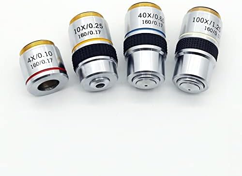 Mikroskop Aksesuarları Kiti Yetişkinler için 4X 10X 40X 100X Biyolojik Mikroskop Hedefleri Lens Aksesuarları Laboratuar Sarf Malzemeleri