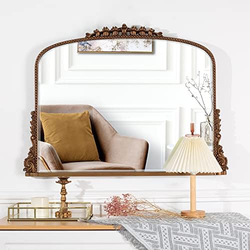 SHYFOY 36 X 23 Antika Aynalar Duvar Dekor Barok Taraklı Üst, Vintage duvar aynası Altın Dekoratif Aynalar Oturma Odası için Giriş Banyo