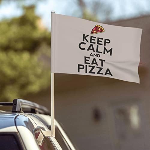 Sakin ol Ve Pizza Ye Araba Bayrağı 12×18 inç Pencere Klip Afiş Araç Kolye Otomobil Dış Dekorasyon