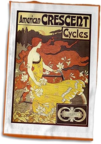 3dRose Florene Art Deco ve Nouveau-Renkli Art Nouveau Bisiklet Reklamı-Havlular (twl-109463-1)