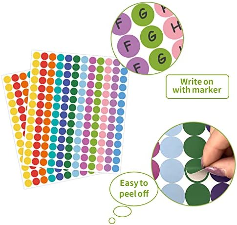 REGELETO Bebekler için 3360 Adet Yuvarlak Renkli Nokta Çıkartmaları Öğretim Kağıtları, 3/4 Çaplı Renk Kodlama Etiketleri, Ofis için
