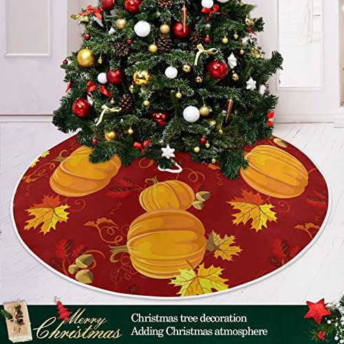 Oarencol Şükran Güz Noel Ağacı Etek 36 inç Sonbahar Kabak Akçaağaç Yaprağı Noel Tatil Parti Ağacı Mat Süslemeleri