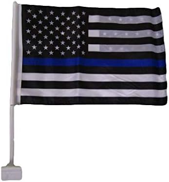 Amerikan Toptan Mağaza (2 Paket) 12x18 ABD Polis İnce Mavi Çizgi Çift Taraflı Araba Pencere Araç Bayrağı
