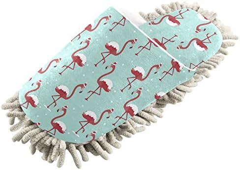 MCHİVER Noel Flamingo Kar Paspas Terlik Zemin Temizleme Paspas Terlik Kadınlar için Yıkanabilir Terlik Uygun Yetişkinler için