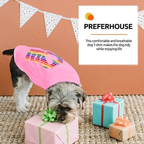 Perferhouse Gökkuşağı Köpek T-Shirt ile Aşk Desen Rahat Pamuk Köpek Yelek Hızlı Kuru Köpek Gömlek Moda Pet Tee Gömlek için Köpek Kedi