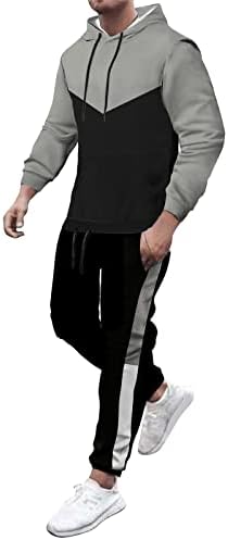 Wabtum erkek Eşofman,Erkek 2 Parça Kapşonlu Atletik Eşofman Dikiş Rahat Uzun Kollu Koşu Koşu Spor Takım Elbise Setleri