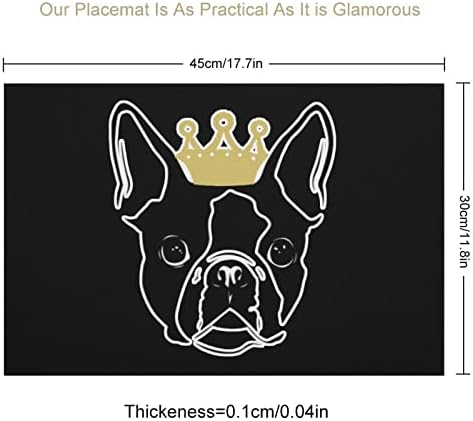 Boston Terrier Taç PVC Masa Paspaslar Yıkanabilir Placemats Masa Örtüsü masa pedi yemek masası için
