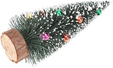 BESTOYARD Mini Noel Ağacı Minyatür Çam Ağacı Yapay Noel Ağacı Kar Ağacı Şişe Fırçası Ağacı Ahşap Tabanlı Tatil Masa Üstü Şömine Rafı
