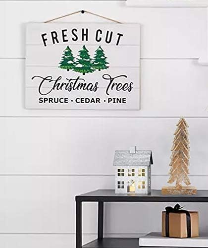 Fennco Stilleri Perle Noél Koleksiyonu Rustik Ahşap Anahat Boncuklu 13.5 inç Doğal Masa Noel Ağacı Heykelcik Noel Süslemeleri için,