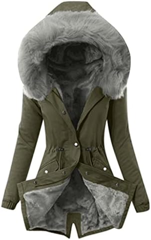 NOKMOPO Ceket Kadın Bayan Ceket Kadın Kış Sıcak Kalın Uzun Ceket Kapşonlu Palto Kadın Kışlık Mont